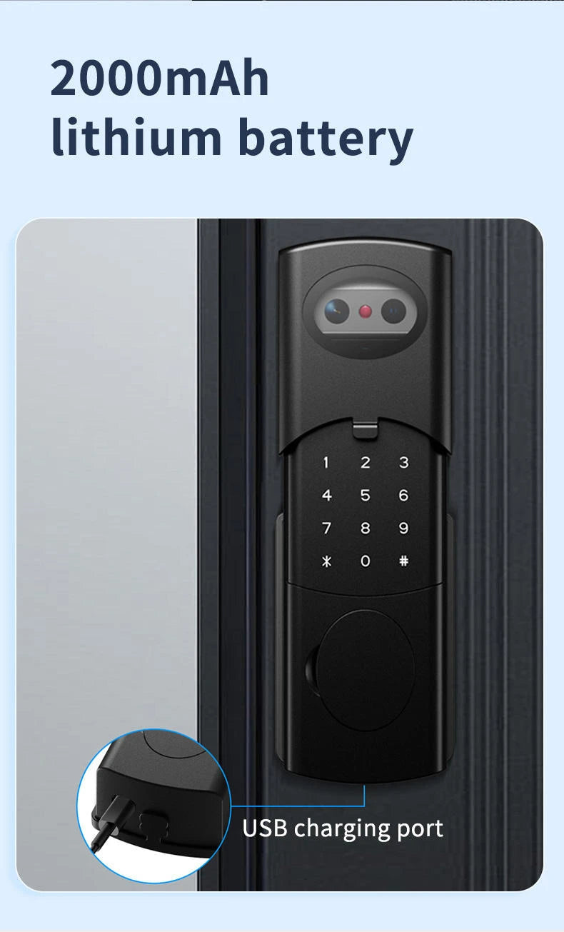 Camakt Outdoor Smart Rim Lock Keyless Wood Door Aluminum Fingerprint IC Card Unlocking Smartphone Controlled Smart Lock