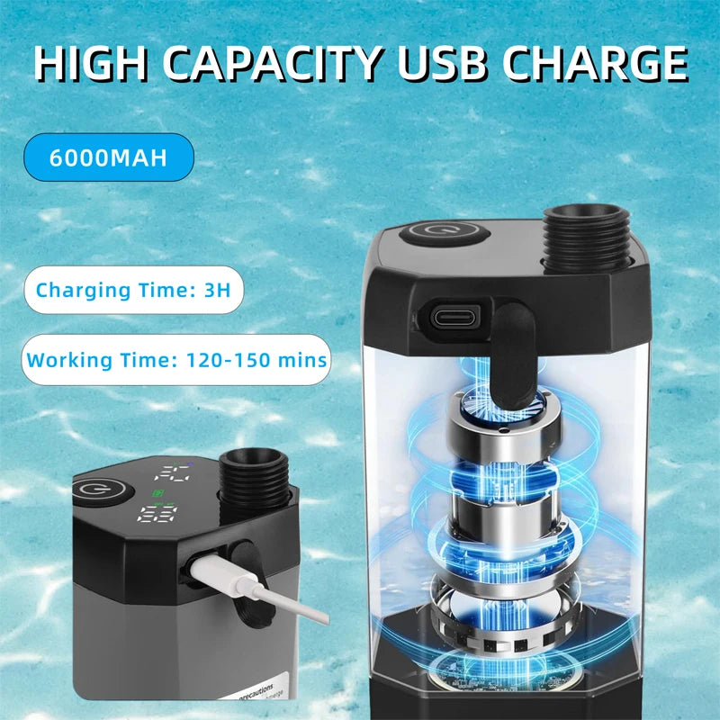 New Design USB Rechargeable 6000mAh Outdoor Hand Portable Pressurized Outdoor Camping Electric Shower for Beach