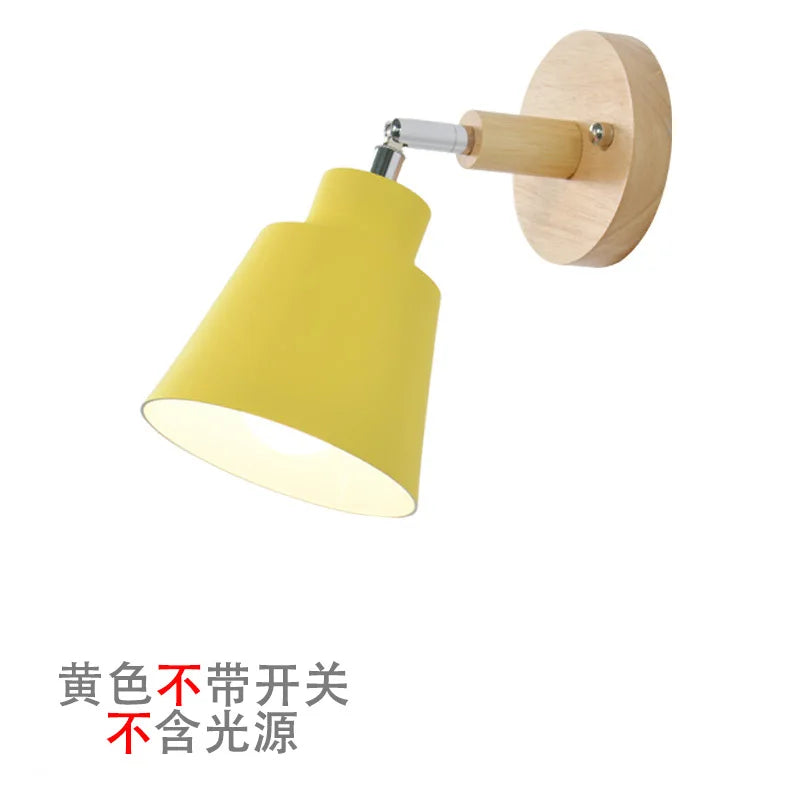 Nordic wooden wall lights with Zipper switch sconce modern wall lamp bedroom bedside lamp macaroon wall sconce Freely rotatable