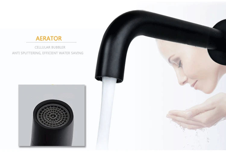 Luxury Brushed Gold Tap Wall Mount Bathroom Basin Sink Faucet Solid Brass Single Handle Hot and Cold Mixer Golden Bathtub Faucet