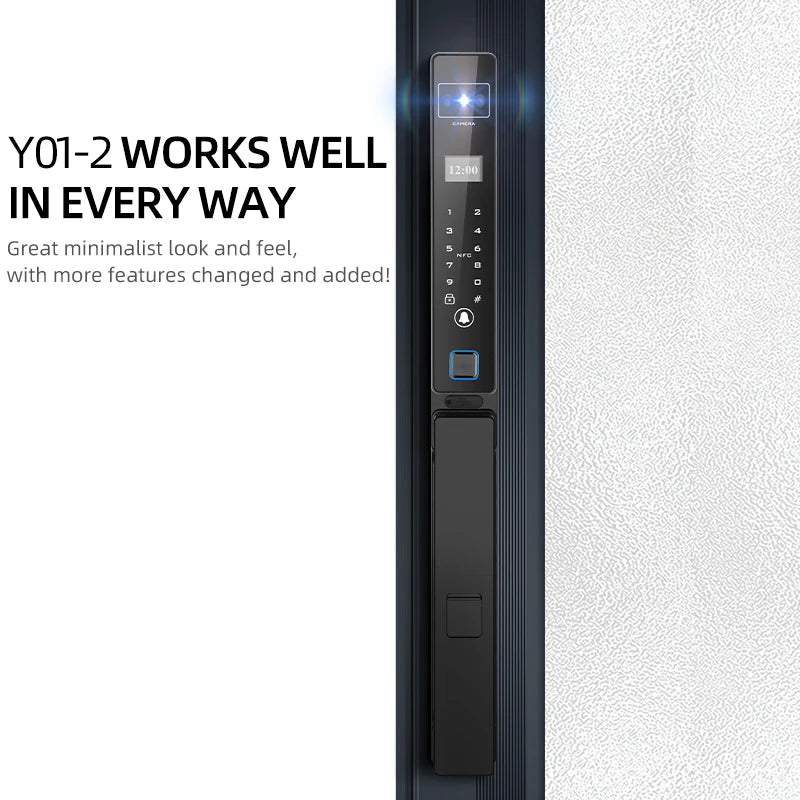 Face Recognition Fingerprint Hold Hands Lock Narrow Bezel Cell Phone Tuya Aluminum Door Code Lock Automatic Smart Door Lock