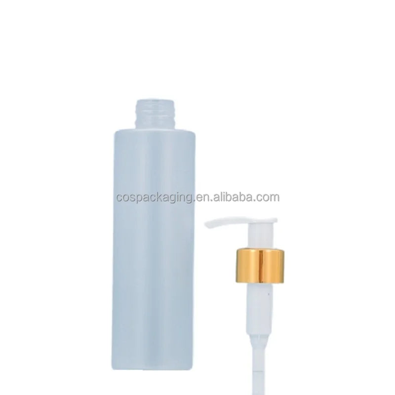 Clear Frost PET Plastic Bottle 100ML150ML 200ML Empty Cosmetic Shampoo Lotion Shower Gel Packaging Gold Pump Refillable Bottles