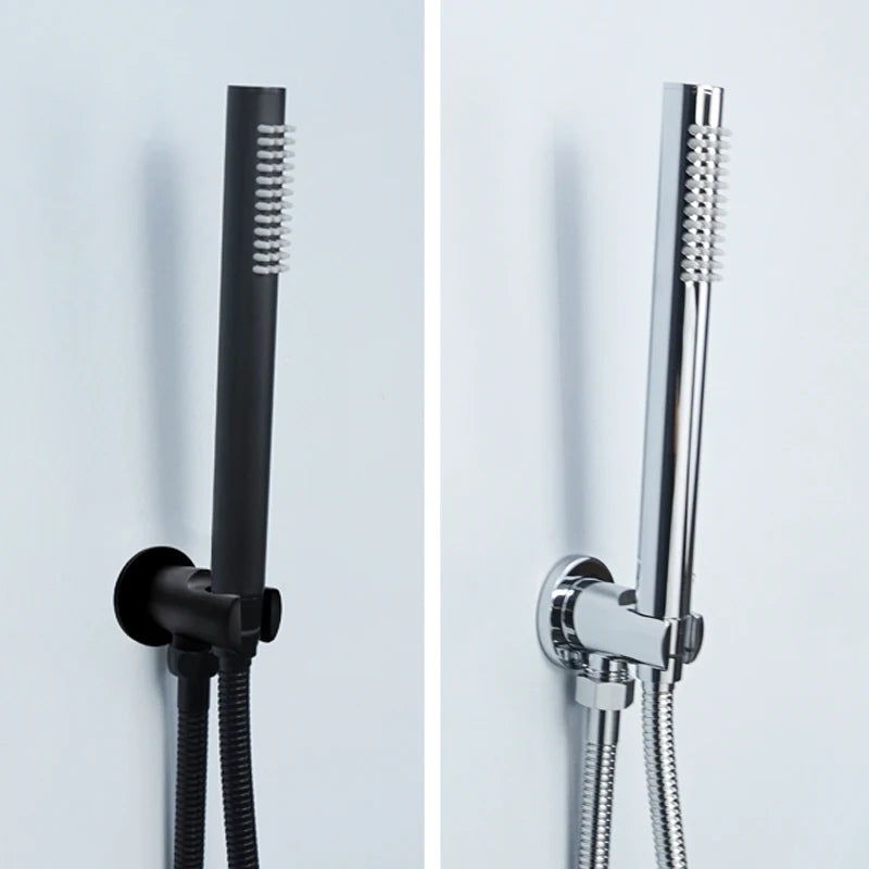 Chrome Matt Black Handshower Head 150cm Stainless Steel Shower Hose Brass Bracket Shower Head Wall Mounted Shower Accessories