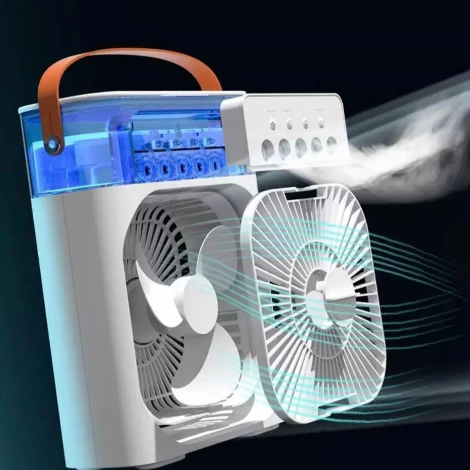 USB-Powered Mini Portable Handheld 3-in-1 Air Cooling Humidifier Fan with Ice Function for Outdoor & Car Use