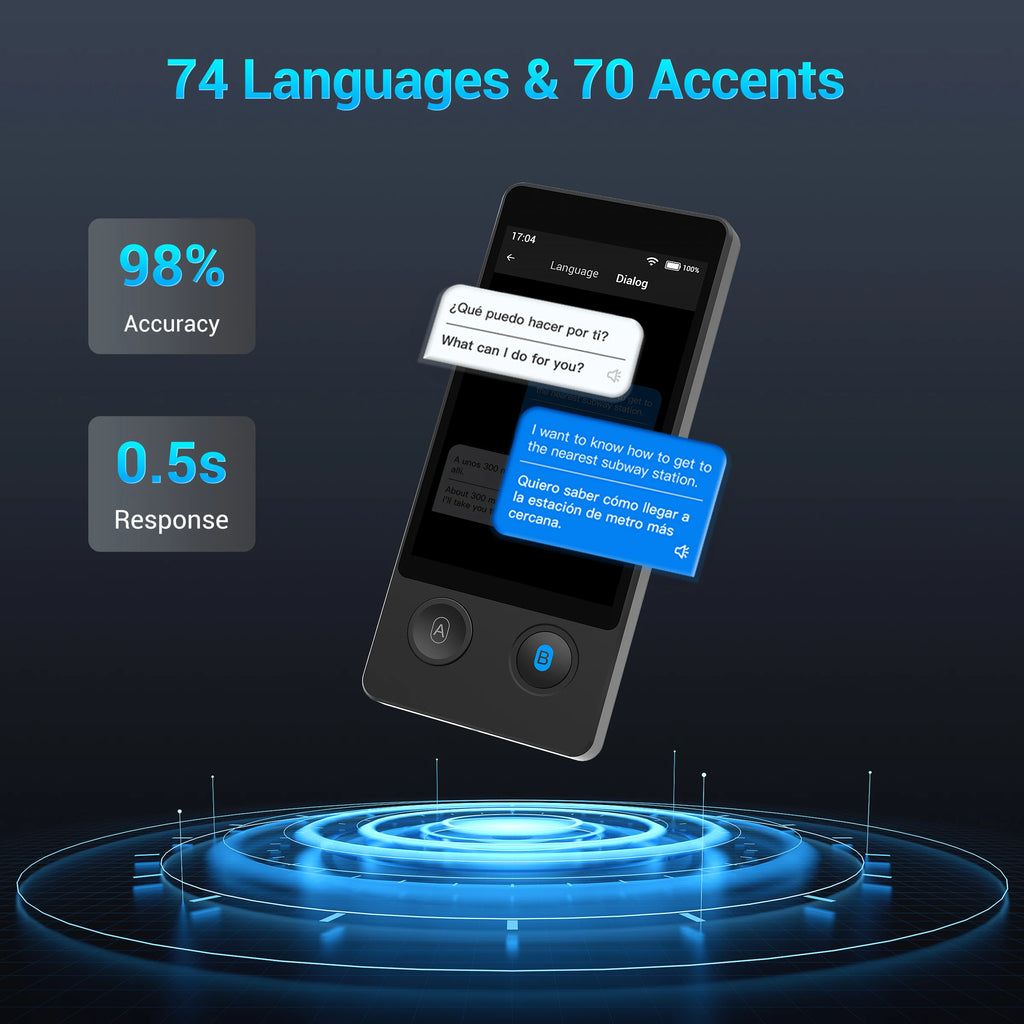 3.7 Inch Touchscreen Smart 0.5s Fast Response W12 Real Time AI Image Portable Translator Device Two-Way English Voice Translator