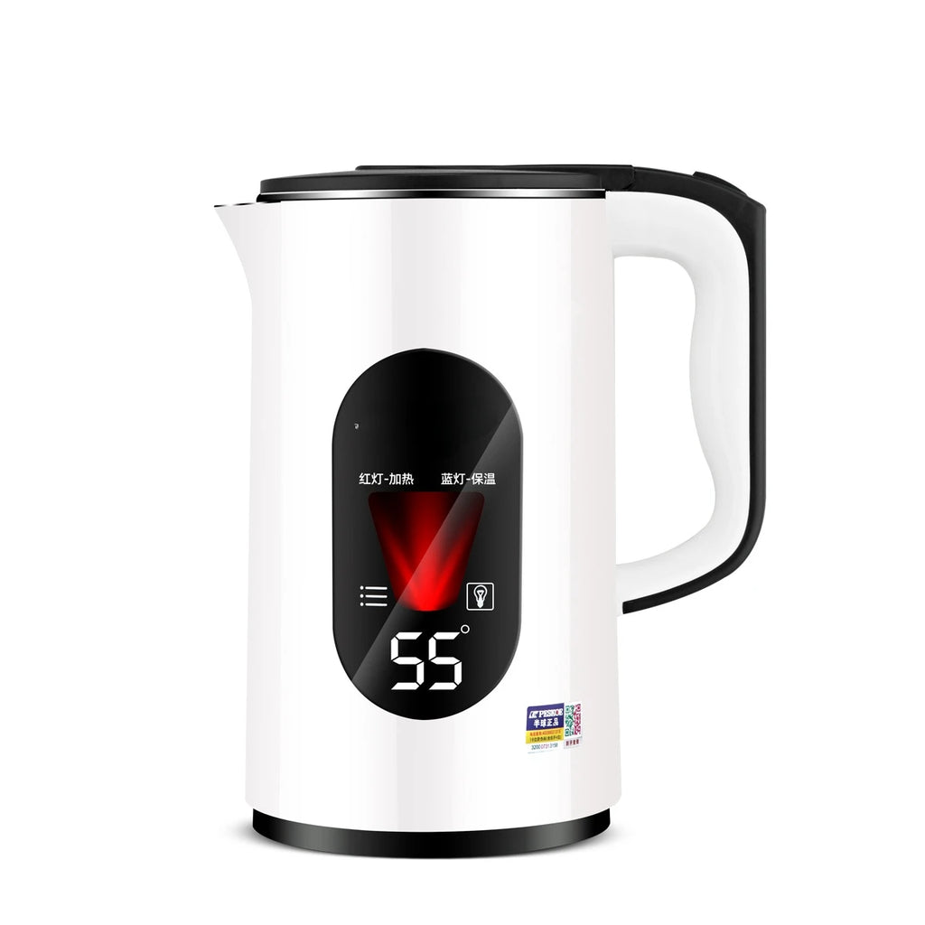 Automatic Led Temperature Electric Kettle, Constant Temperature, Household Smart Boiling, Anti-Scalding, Stainless Steel 3L