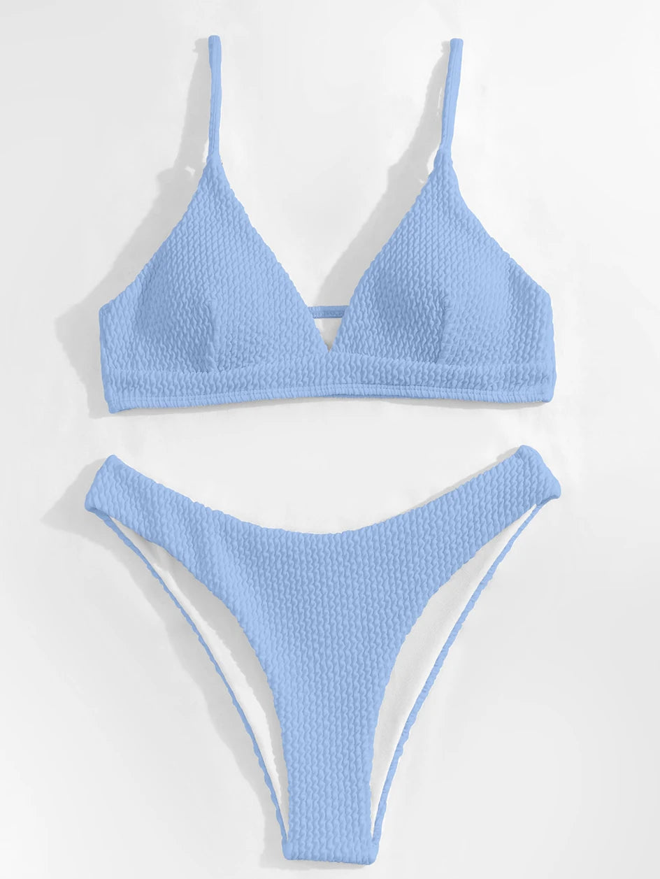 Bikini 2026 Women Swimsuit Sexy Swimwear Plain Rib Feminine Bikinis Set Thong Woman 2 Pieces Brazilian Bathing Suit Beach Wear