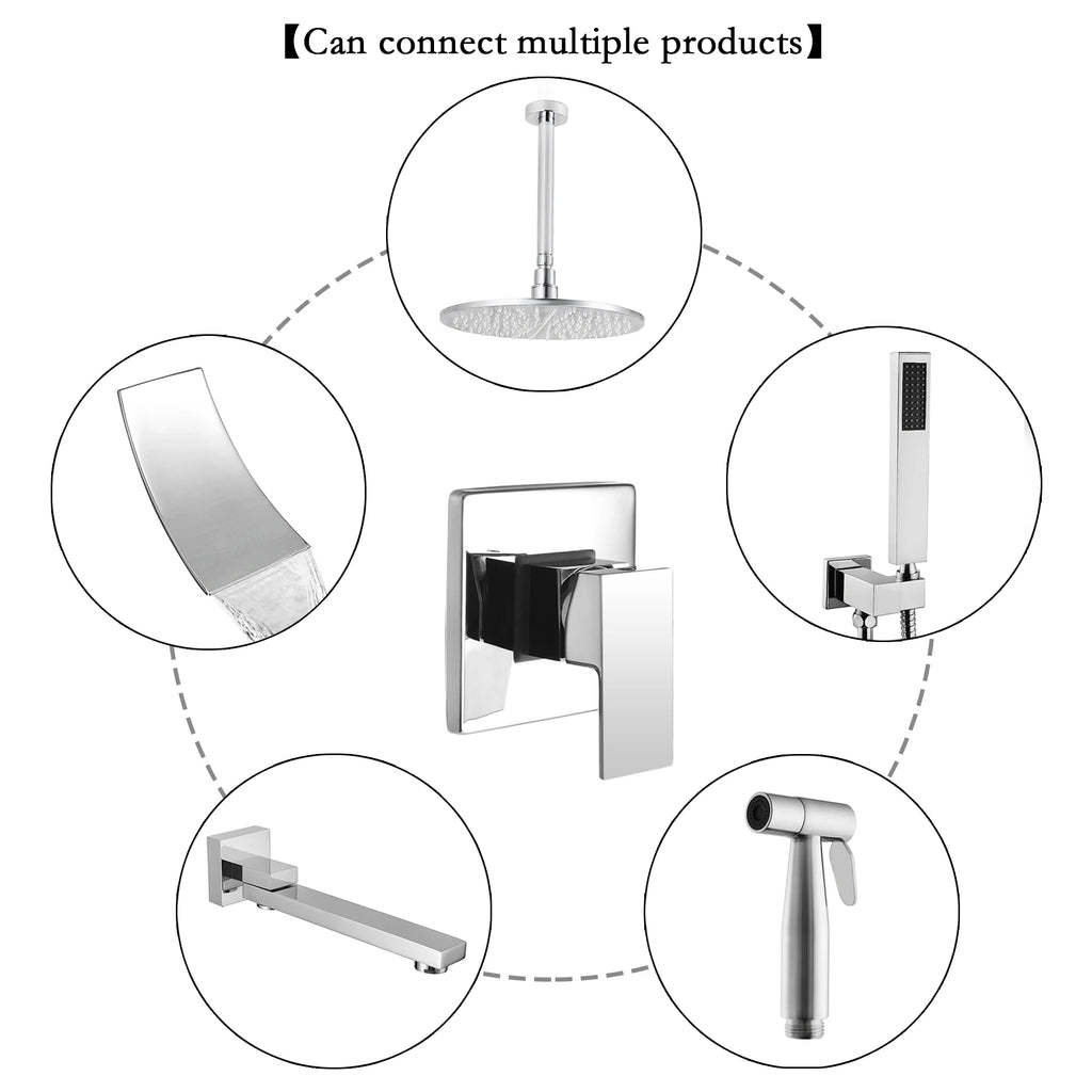 SKOWLL Shower Mixer Valve Shower Faucet Brass Bathroom Hot Cold Bath Mixer Valve Wall Mounted Water Tap Torneira Chuveiro