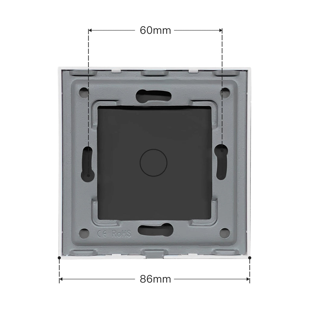 BSEED EU Standard Crystal Glass Panel 86mm For Touch Switches 1/2/3Gang With Metal Frame Wall Light Switch Function Part Only