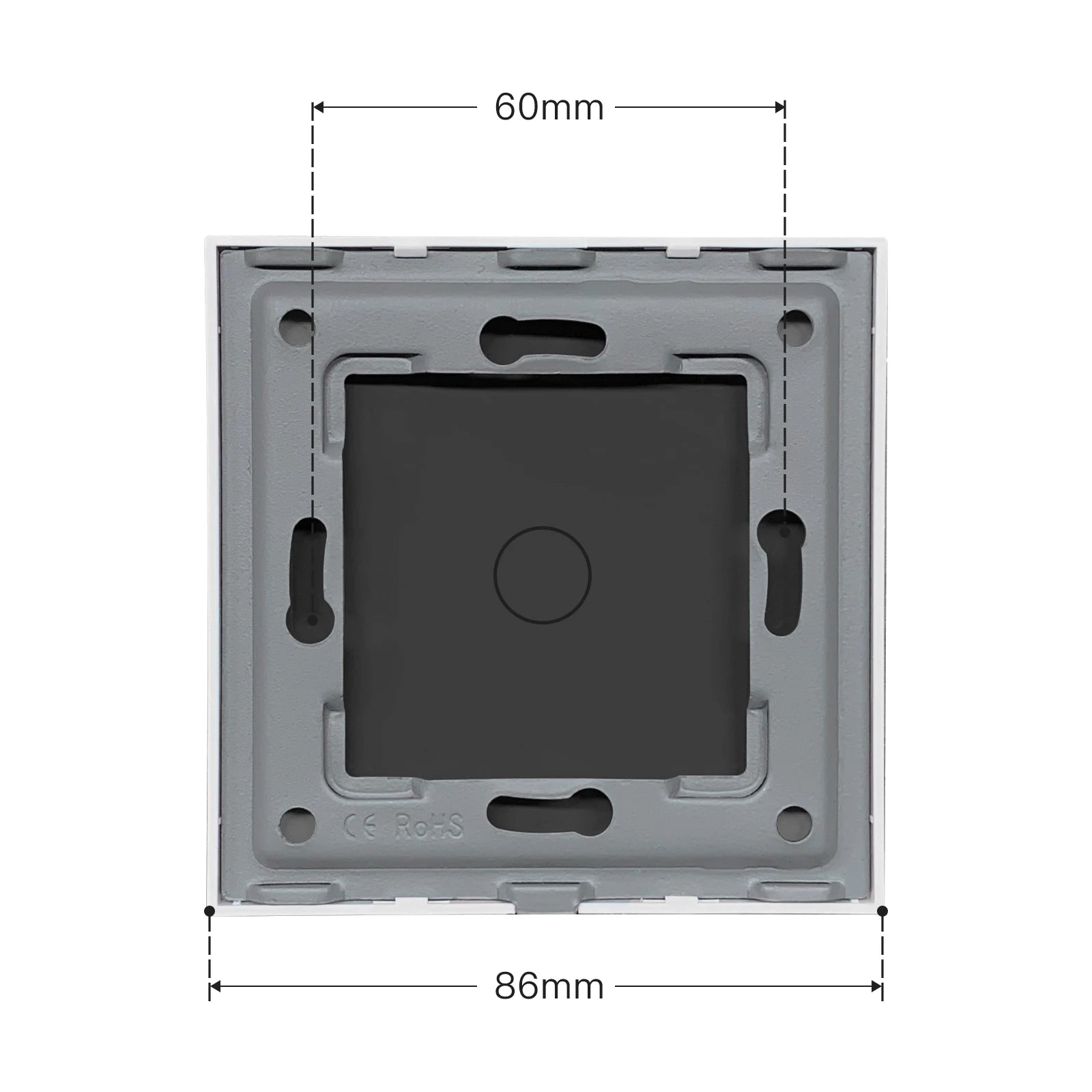 BSEED EU Standard Crystal Glass Panel 86mm For Touch Switches 1/2/3Gang With Metal Frame Wall Light Switch Function Part Only