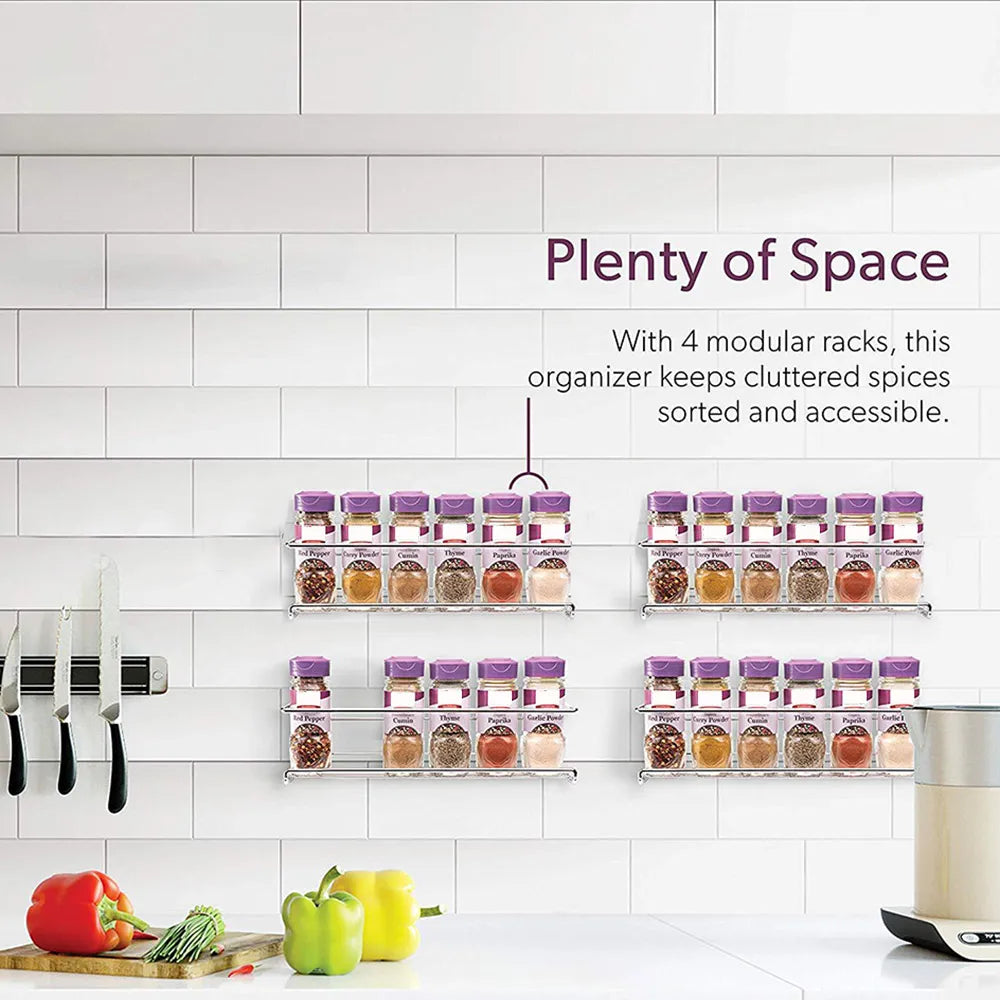 Kitchen Organizer Metal Hanging Spice Racks For Home Restaurant Wall-Mounted Seasoning Shelf Spice Jar Storage Rack Single Layer