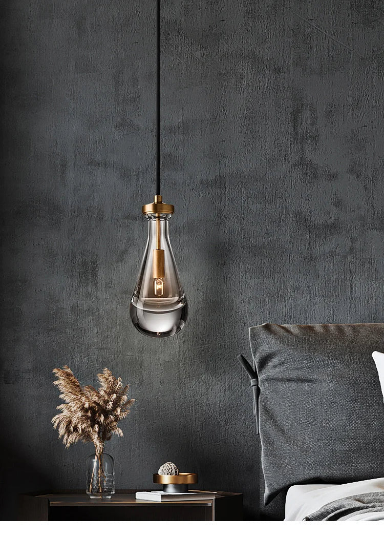 Modern light luxury drop pendant lamp simple creative restaurant bar bedside crystal pendant light