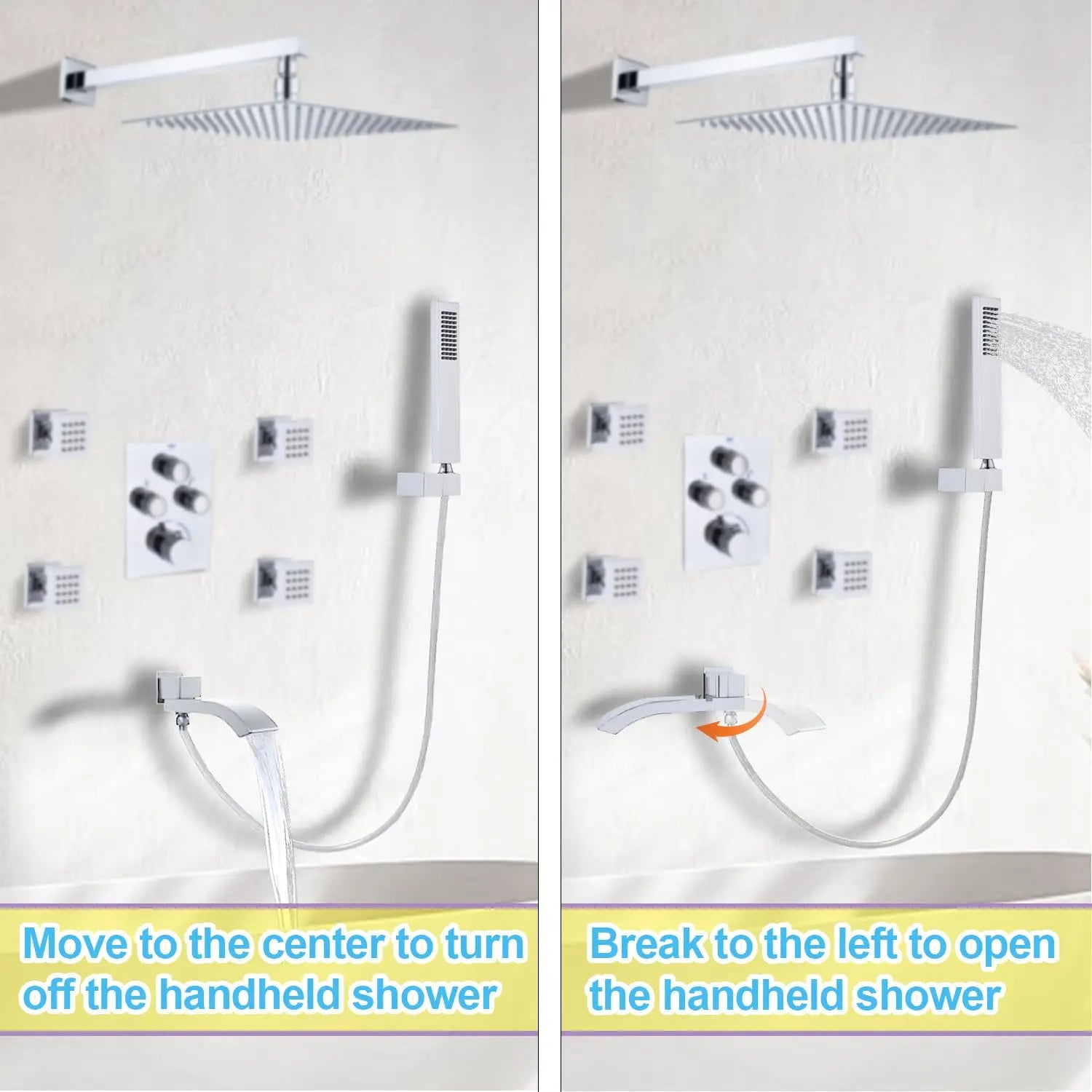 Thermostatic Shower System Full Coverage Rainfall Jet Shower Set Slide Bar Wall Mounted Brushed Nickel Finish for Apartment Use