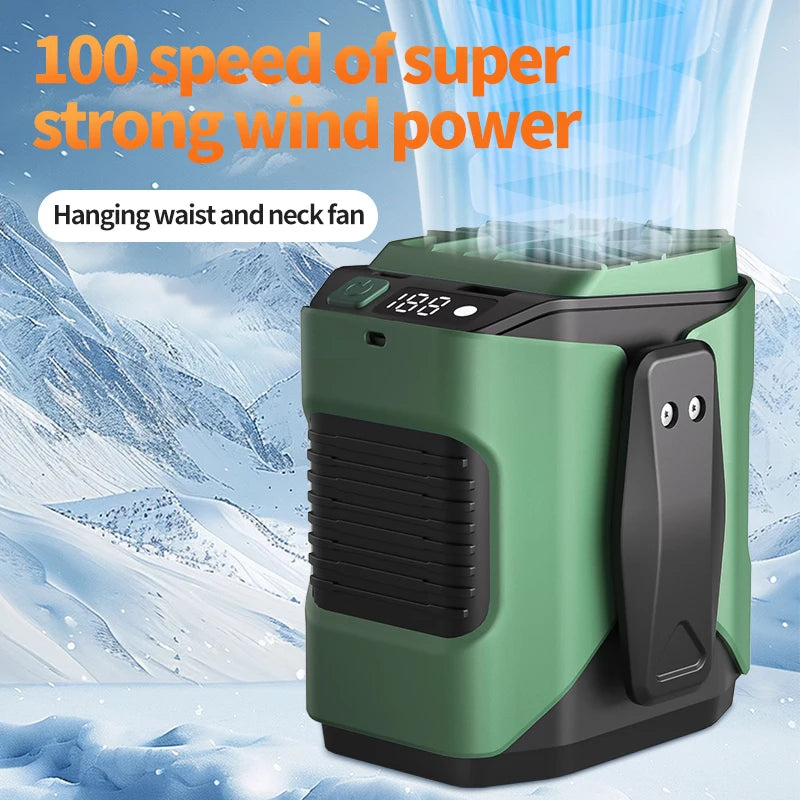 Turbo Waist Fan 6000mAh Rechargeable Portable Cooling Fan Hands Free Clip Fan High Speed Air Circulator for Camping Work