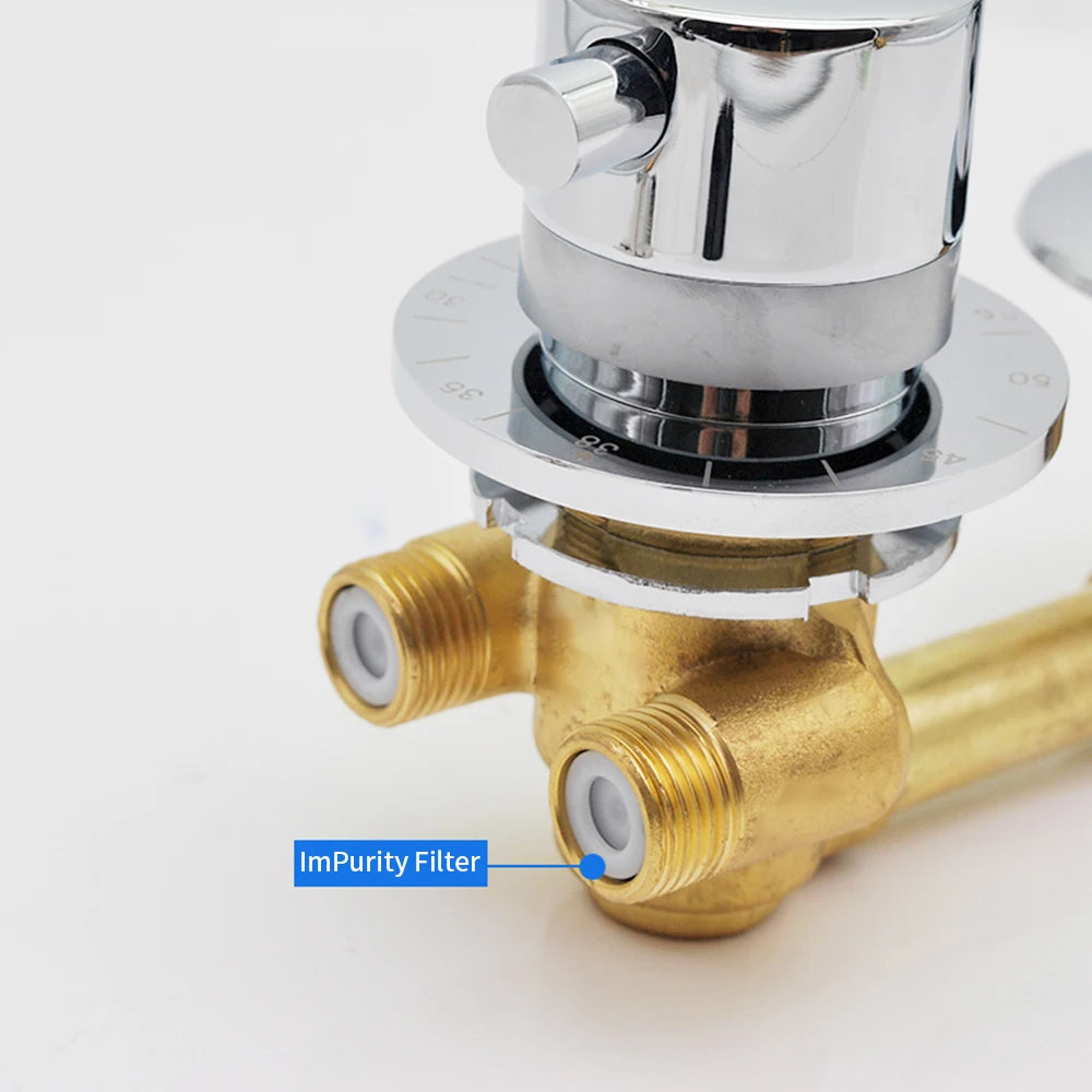 New Triple Handle Thermostatic Brass Shower Faucet Shower Room Auto Thermostatic Control Valve Mixer Tap  2/3/4/5 Way Diverter