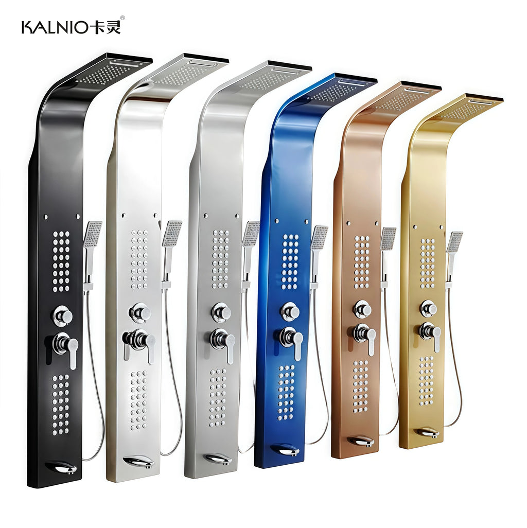 European Gold 304 Stainless Steel Intelligent Digital Display Shower Screen Brushed Finish Ceramic Direct Bathroom Faucets