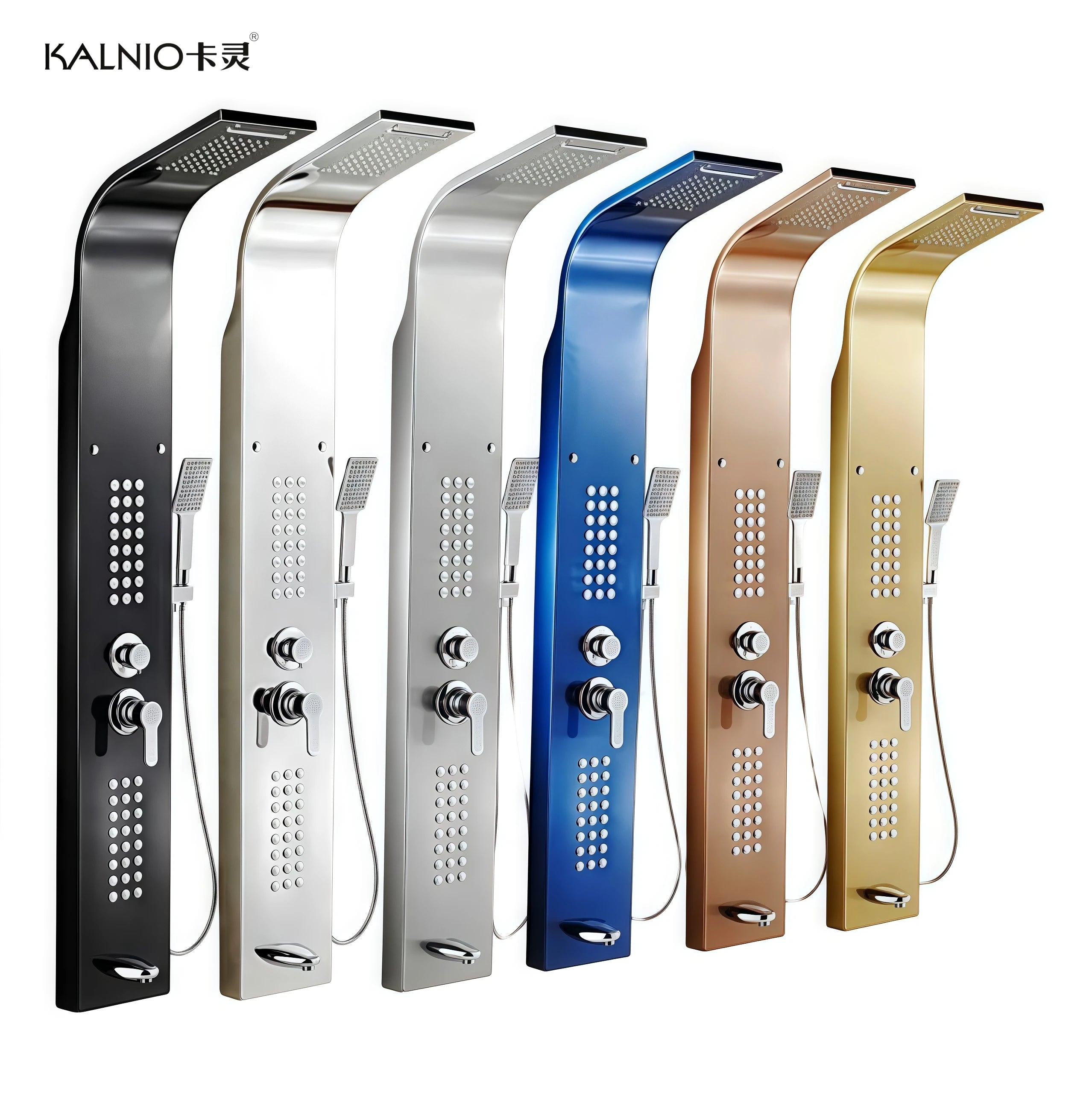 European Gold 304 Stainless Steel Intelligent Digital Display Shower Screen Brushed Finish Ceramic Direct Bathroom Faucets