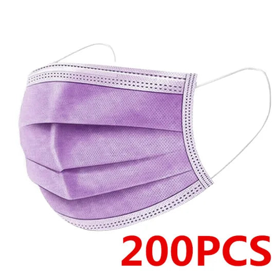 10/50/100/200PCS Disposable Mask Earloop Pink Bule Black White Mouth Masks 3 Layers Meltblown Non-Woven Breathable Face Mask