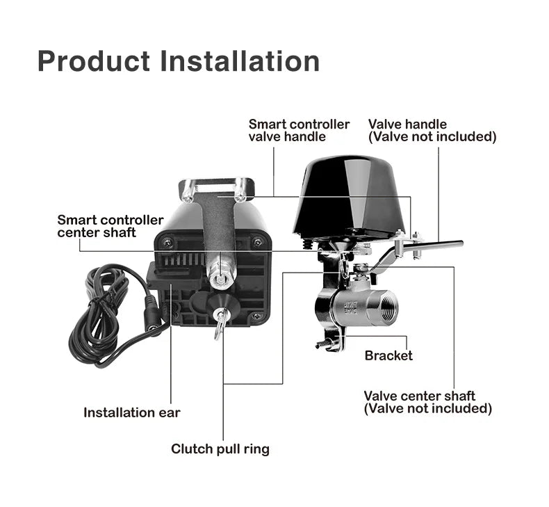 Shower Timer Shut Off Smart Water Shut Off Valve WiFi Controlled Water Shut Off Valve Electric Valve Controller with RF433mhz