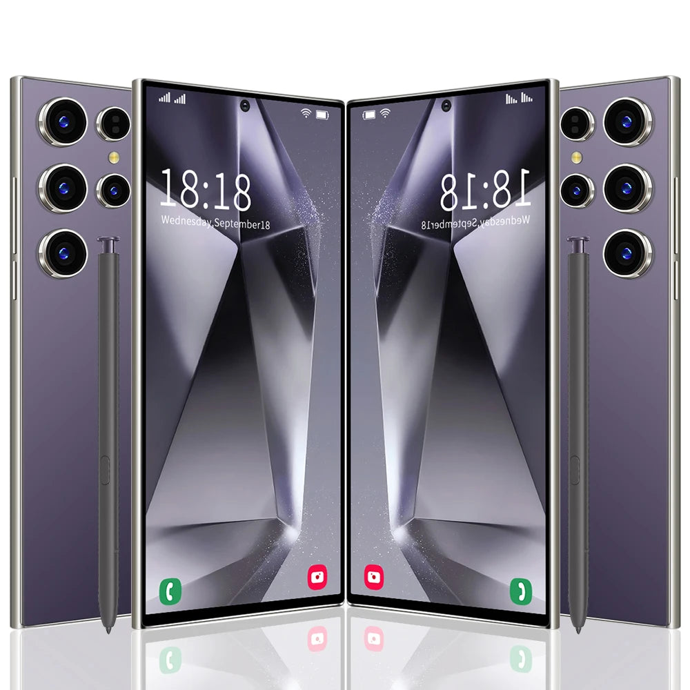 Hot Selling S24 ULTRA 5G Smartphone 7.3 Inch Full Display 48MP+108MP Deca Core Android 14 MTK Processor LTE Mobile Phones