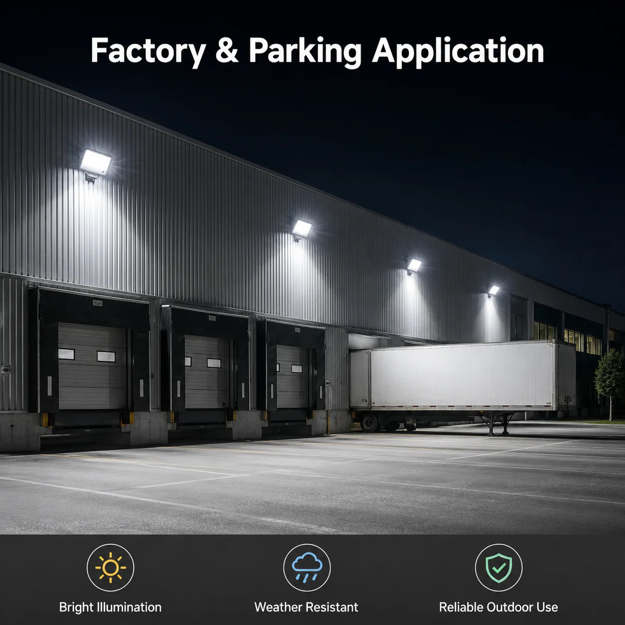 50W LED IP66 Waterproof Flood Light 5000K Outdoor Wall Yard Parking Factory Warehouse Industrial Security Lighting