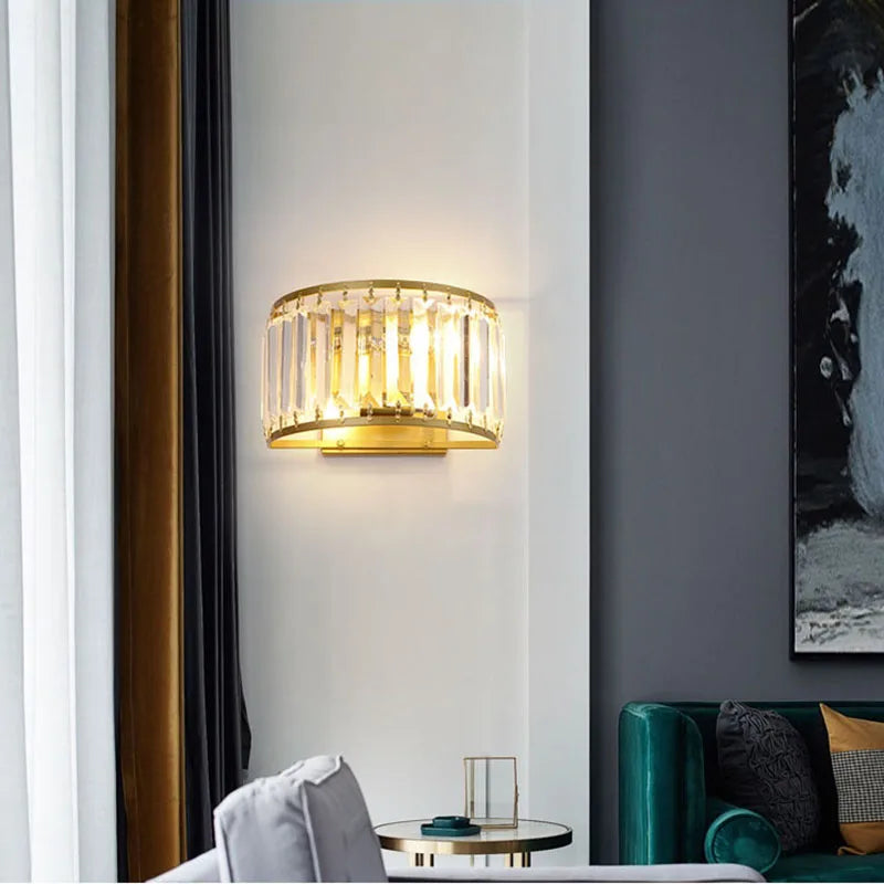 Modern Light Luxury Crystal Wall Lamp Bedroom Bedside Simple Atmosphere Living Room Background Minimalist Room Lighting