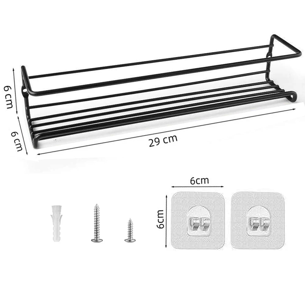 Kitchen Organizer Metal Hanging Spice Racks For Home Restaurant Wall-Mounted Seasoning Shelf Spice Jar Storage Rack Single Layer