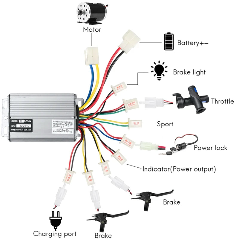 Electric Bicycle Controller 36V 48V 800W 1000W 30A DC Brushed For E Bike Scooter Skateboard Part Fit Battery Motor Engine Part
