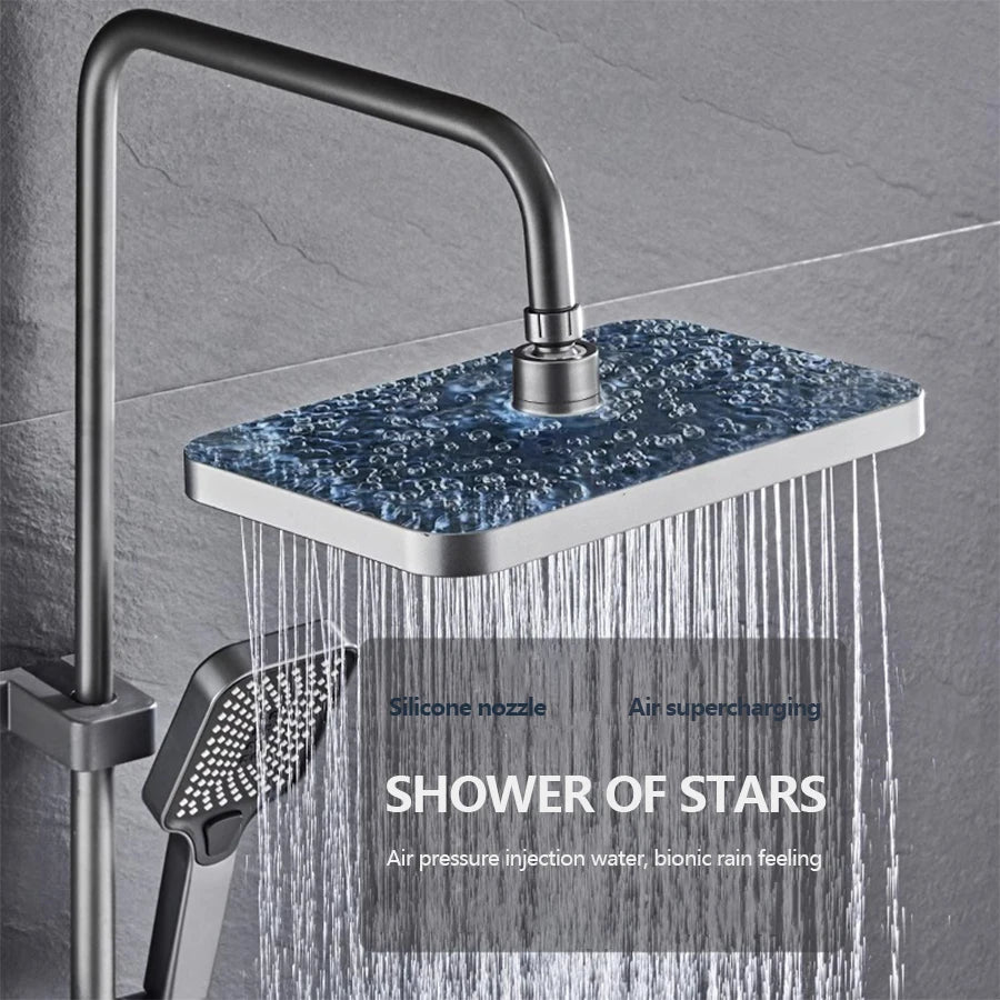 Thermostatic Shower System, 4 FunctionsLED Digital DisplayPiano KeysWall Mounted Shower SetBathroom Mixer & Bidet Sprayer