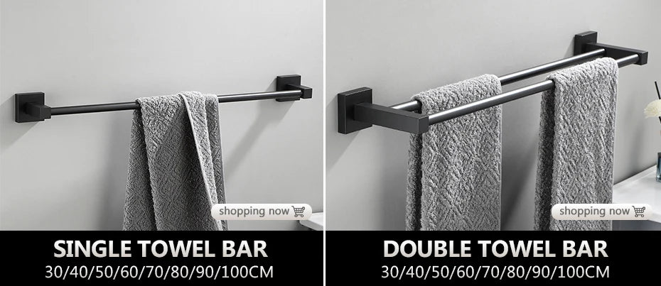 Self-adhesive Black Bath Towel Holder Bathroom Towel Rack No Punch Towel Rail Rack Towel Holder Bath Storage Shelf ML65B
