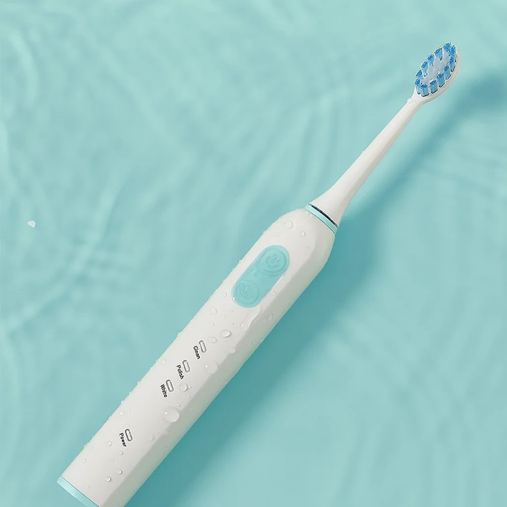 Whitening USB Rechargeable IPX7 Waterproof Sonic Toothbrush with LED Display and Replacement Heads for Travel & Hotel Use
