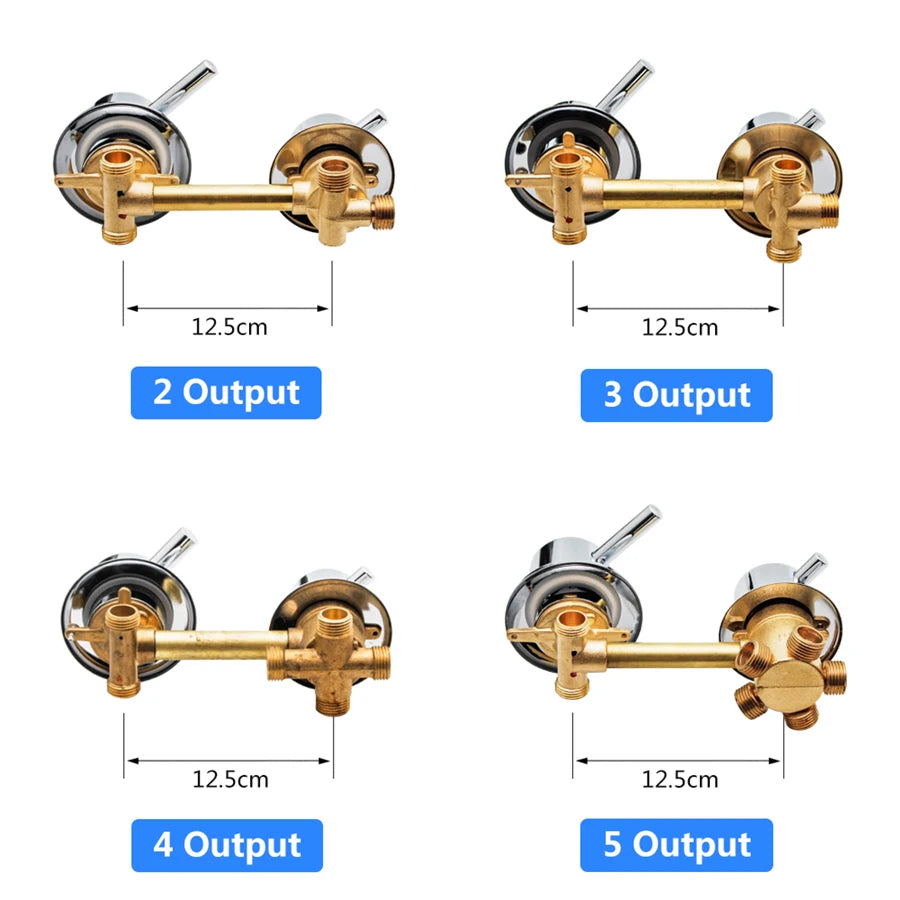 2/3/4/5 Ways Water Outlet Screw Thread Center Distance 10cm Mixing Valve Brass Bathroom Shower Mixer Faucet Tap Cabin
