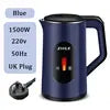 Electric Kettle Thermal Insulation Automatic Power-Off 2.2L Capacity 1000-1500W Stainless Steel Engineering Plastics