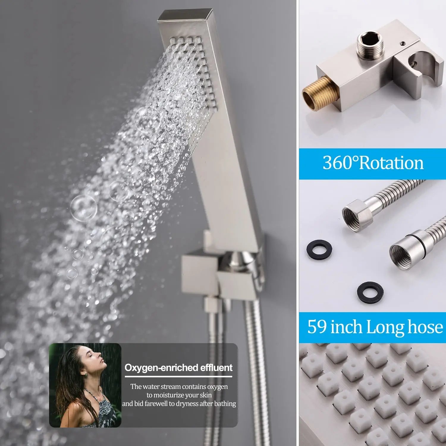 16inch Oil Rubbed Bronze Ceiling Mount Concealed Bathroom Rain Shower System Mixer Set with Overhead Rain Shower