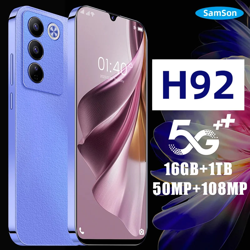 Original Phones H92 ultra Smartphones for H92 16GB+1TB 5G Dual SIM Cellphone Mobile Battery Capacity 6800mAh 2024 Samson Phone