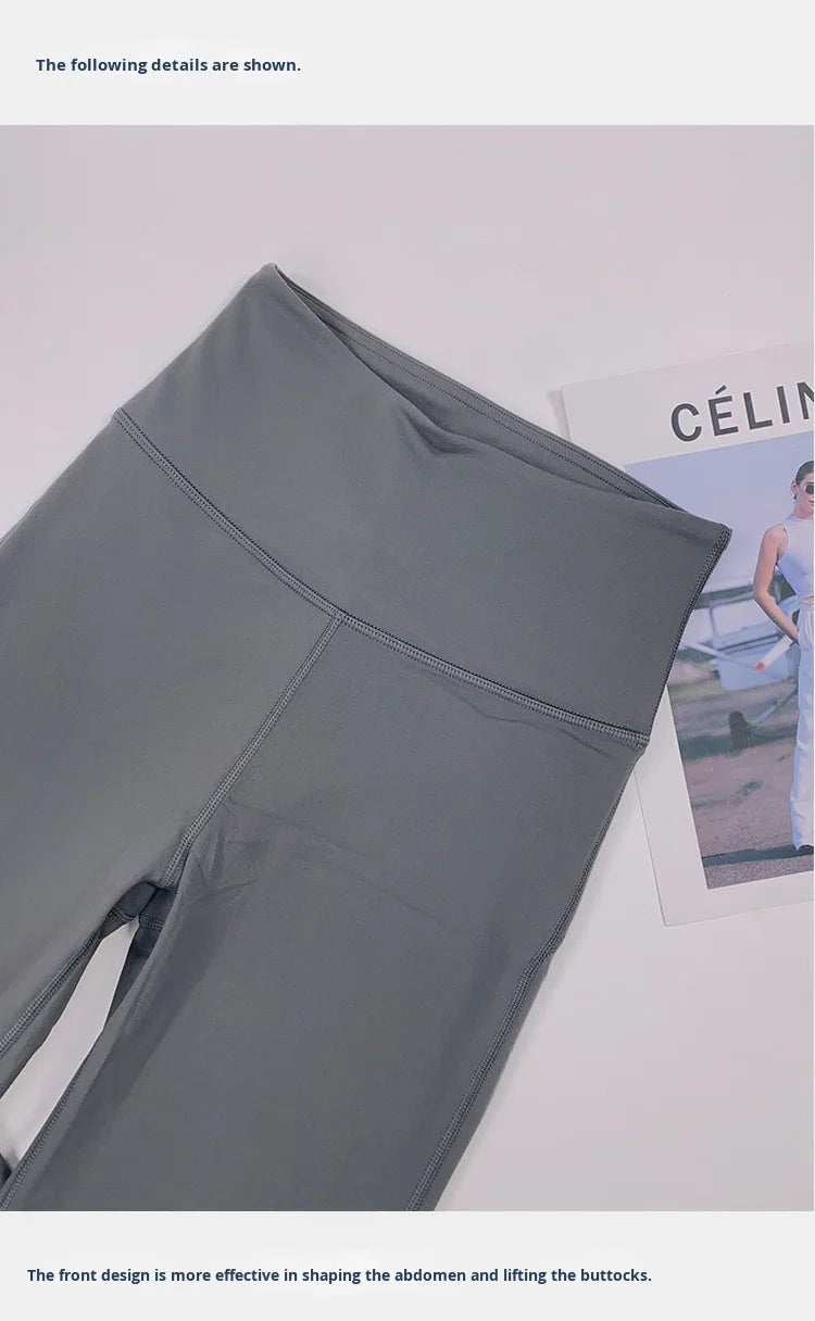 Solid Flared Yoga Sports Fitness Pants Spandex/Nylon High Waist Elastic Slimming Wide Leg Full Length Tummy Control Hip Lifting