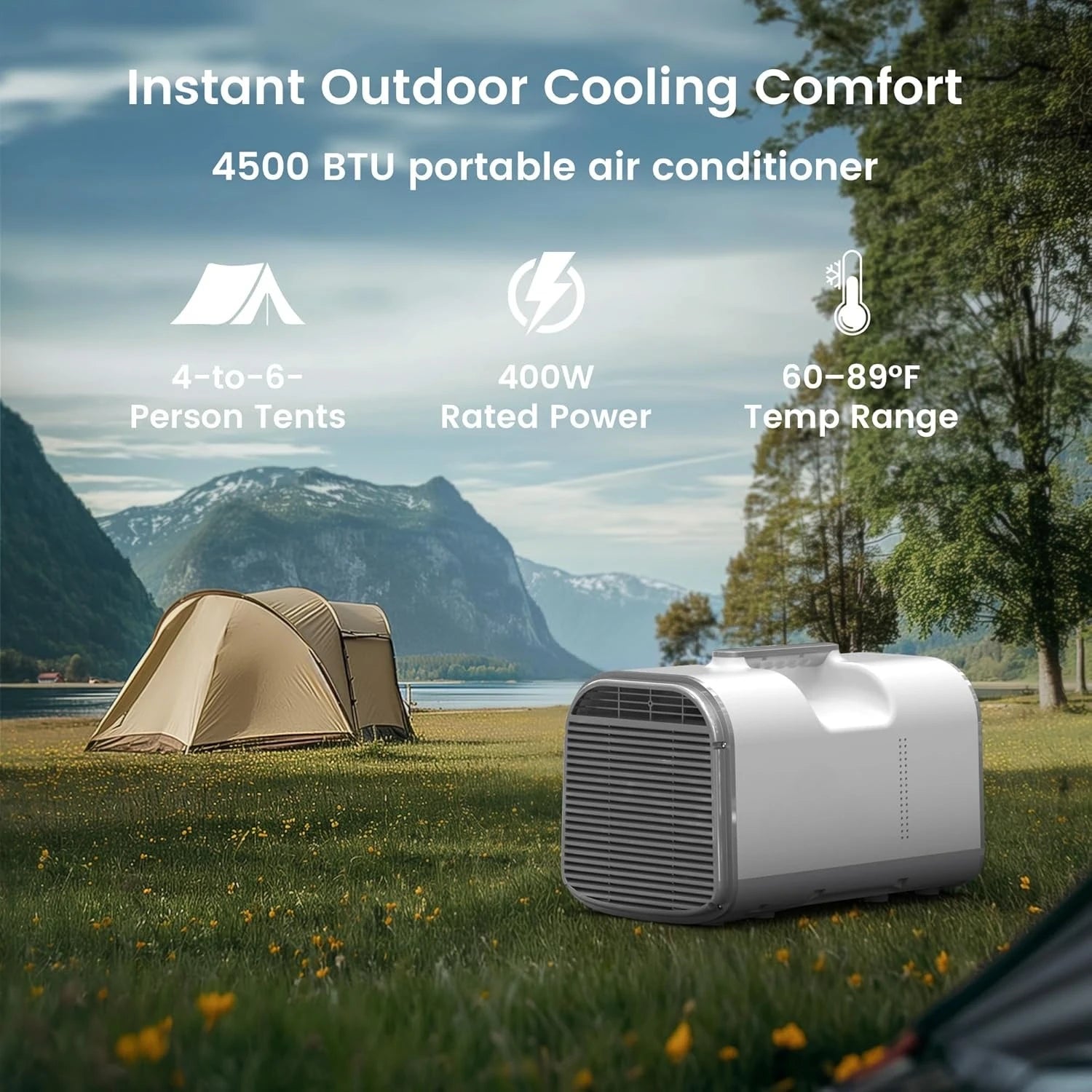4500 BTU Tent Air Conditioner - Portable Air Conditioner with Cooling, Dehumidifying & Fan Functions, Covers Up to 130 Sq.