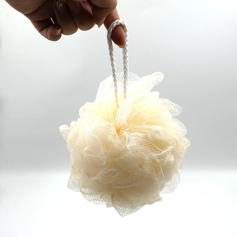 50g PE Shower Bath Sponge Mesh Pouf Body Scrubber Exfoliating Loofah Ball for Women Men Spa Skin Cleaning Hanging Rope