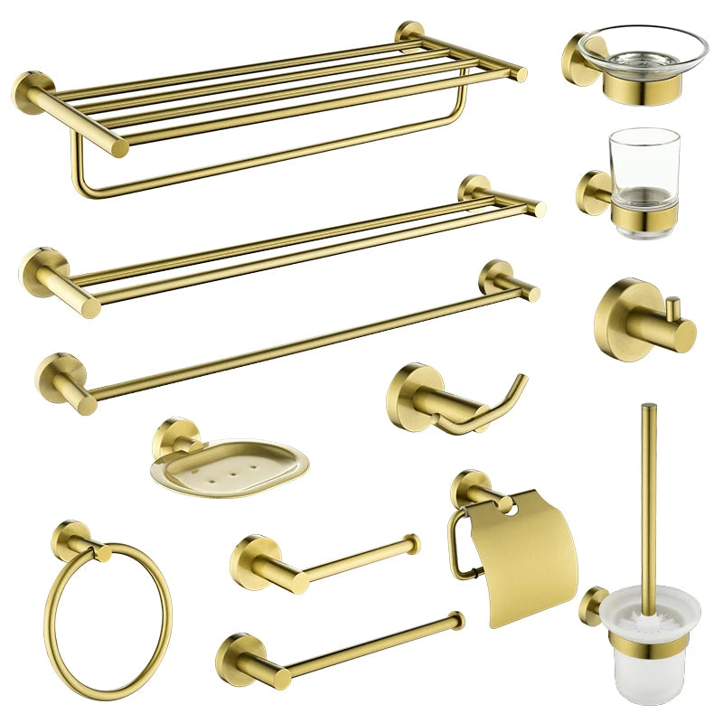 Bathroom Accessories Towel Rack Shelf Paper Holder Stainless Steel Toilet Brush Holder Hand Towel Ring Robe Hook Hanger Chrome
