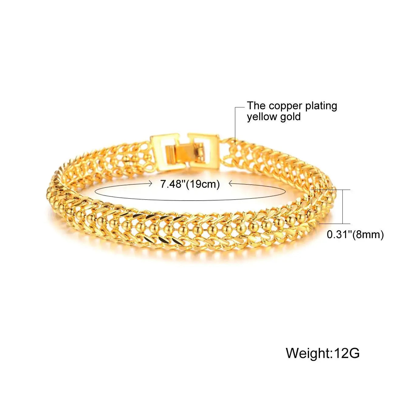 Fashion Valentine's Day Creative Gift Copper Gold Plated Lady Gold Bracelet  for Women Men Jewelry