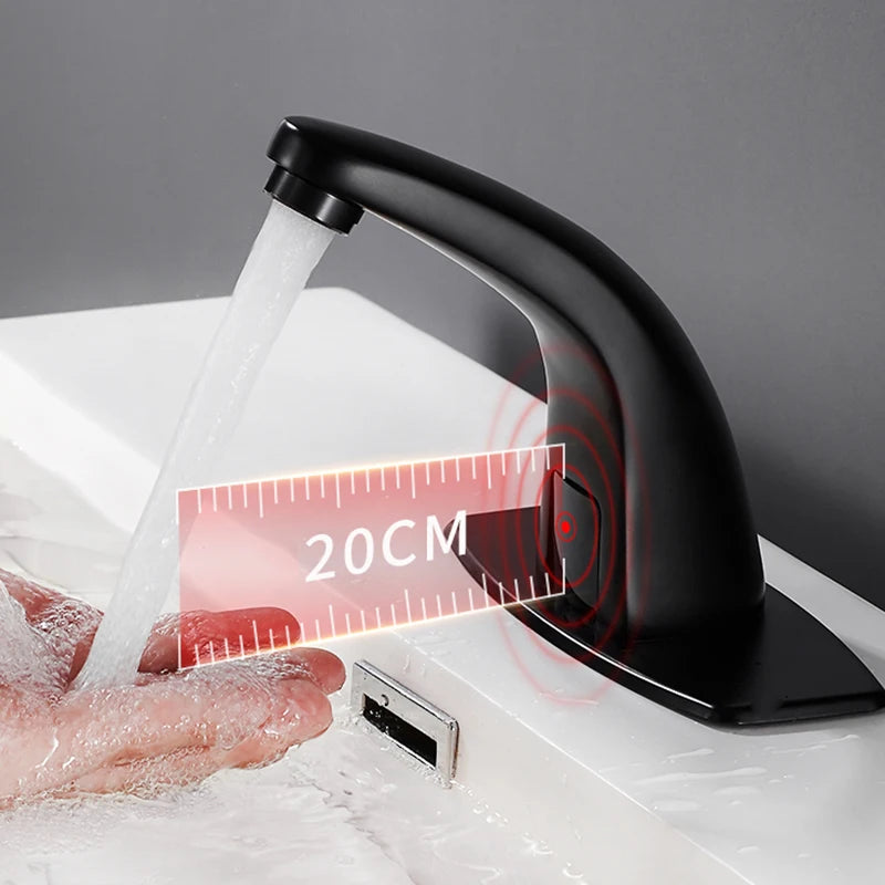 Matte Black Sensor Smart Basin Faucet Hot Cold Mixer Crane Basin Faucet Touchless Faucet Water Tap Torneira de lavatório