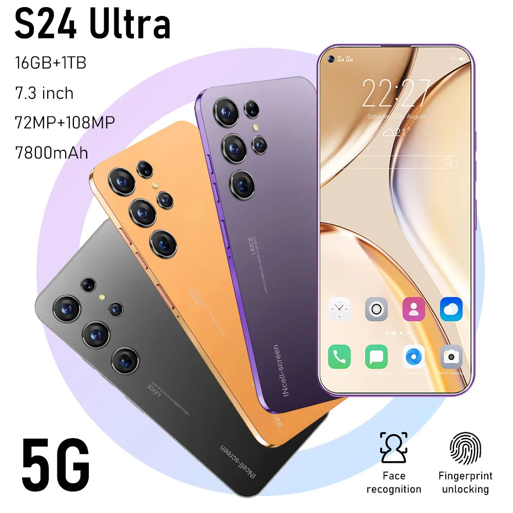 Original Phones S24 ultra Smartphones for S24 ultra 16GB+1TB 5G Dual SIM Cellphone Mobile Phone S24 ultra 5g Smartphone