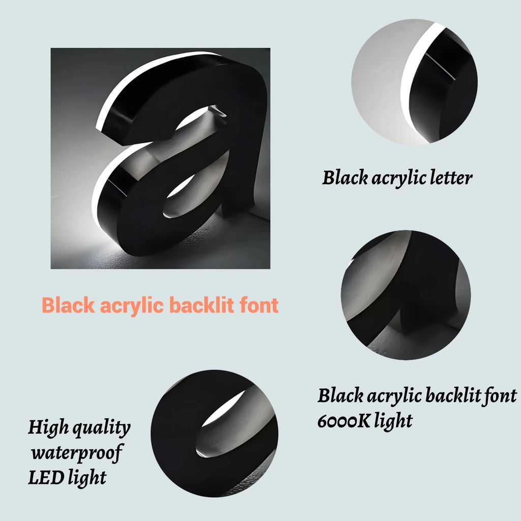 Factory Wholesale Led Lighted Sign Glossy Surface Acrylic Business  Illuminated Letters Outdoor Advertising Business Logo