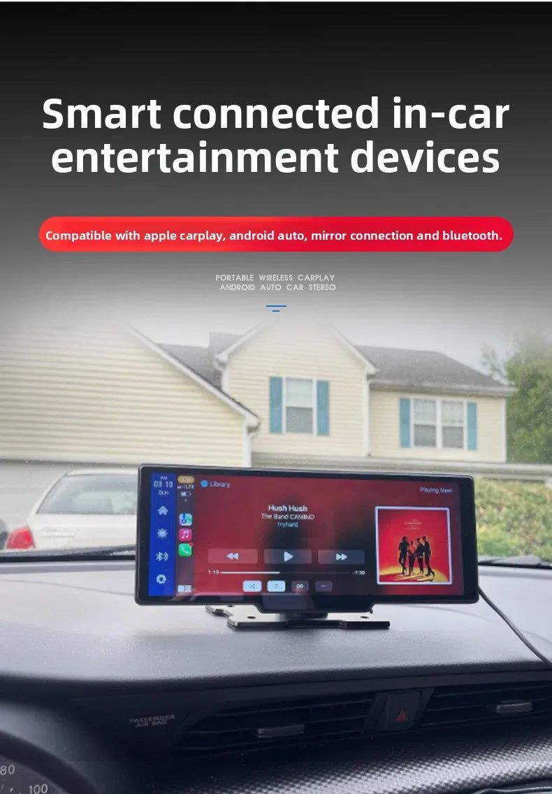 10.26inch High-Definition OLED Wireless Dashboard Portable Driving Recorder Cross-Border Car Navigation Device CarPlay