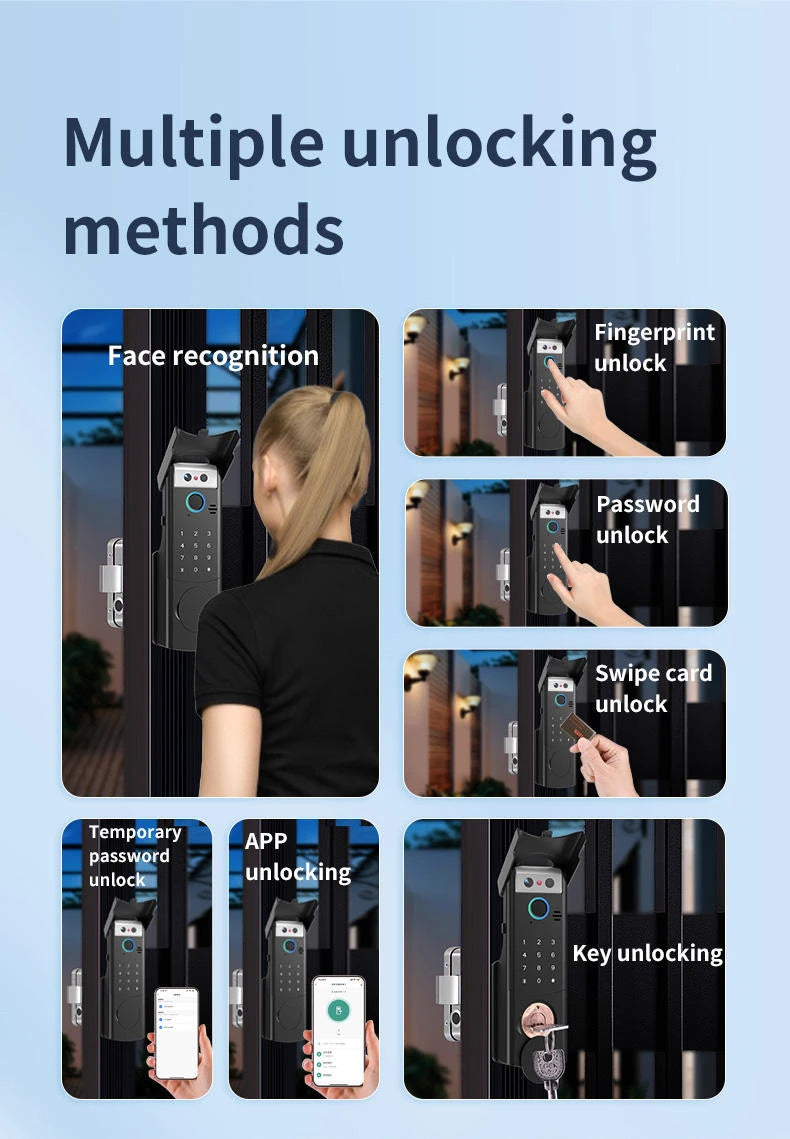 Camakt Outdoor Smart Rim Lock Keyless Wood Door Aluminum Fingerprint IC Card Unlocking Smartphone Controlled Smart Lock