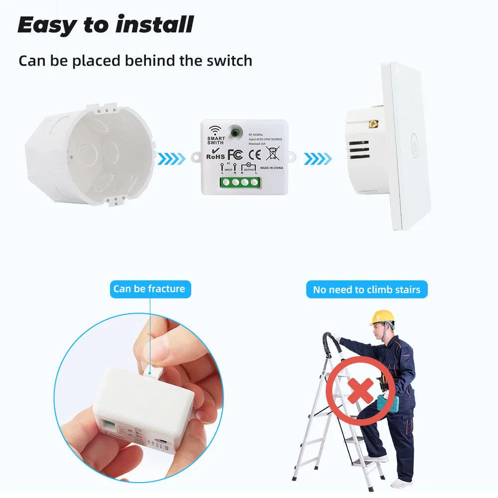 Mini WiFi Light Switch Timer Wall panel switch RF 220V Controller Tuya Smart Life APP Control Work With Alexa for Home Appliance