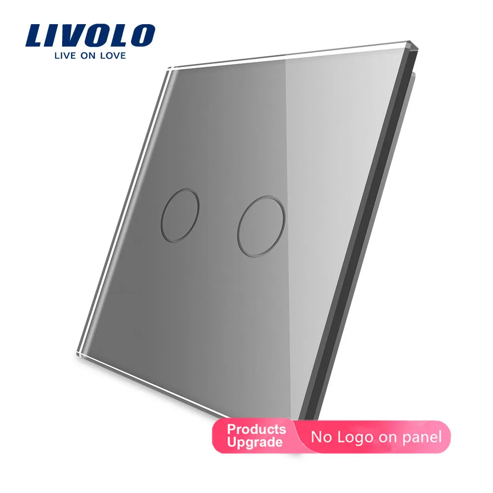 Livolo Luxury White Pearl Crystal Glass, EU standard, Single Glass Panel For 2 Gang  Wall Touch Switch,VL-C7-C2-11 (7 Colors)
