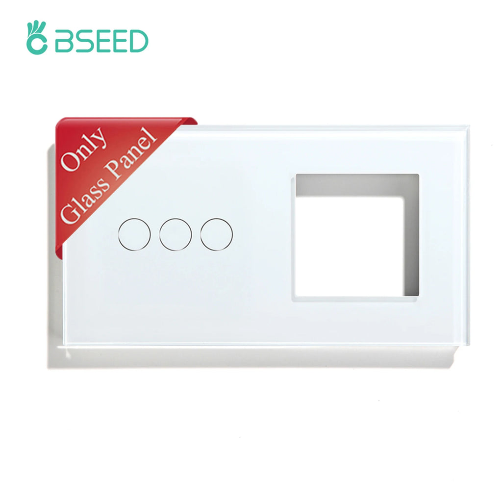 BSEED WIFI Wall Light Switches Glass Panel Parts White Smart Touch Switches Function Parts EU Sockets Power Outlet Parts