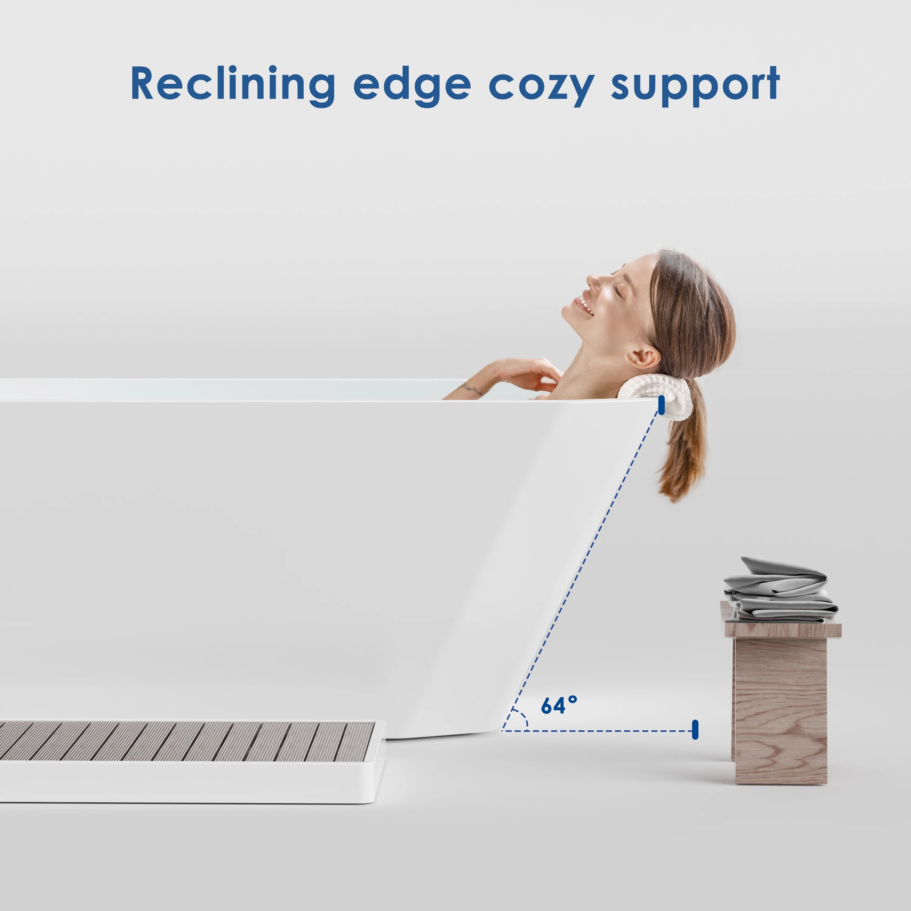 U.S. Local Stock Modern Design Anti-Slip Wooden Bath Shower Pedal Cold Plunge Basin Ice Bath Tub Draining Platform for Spa