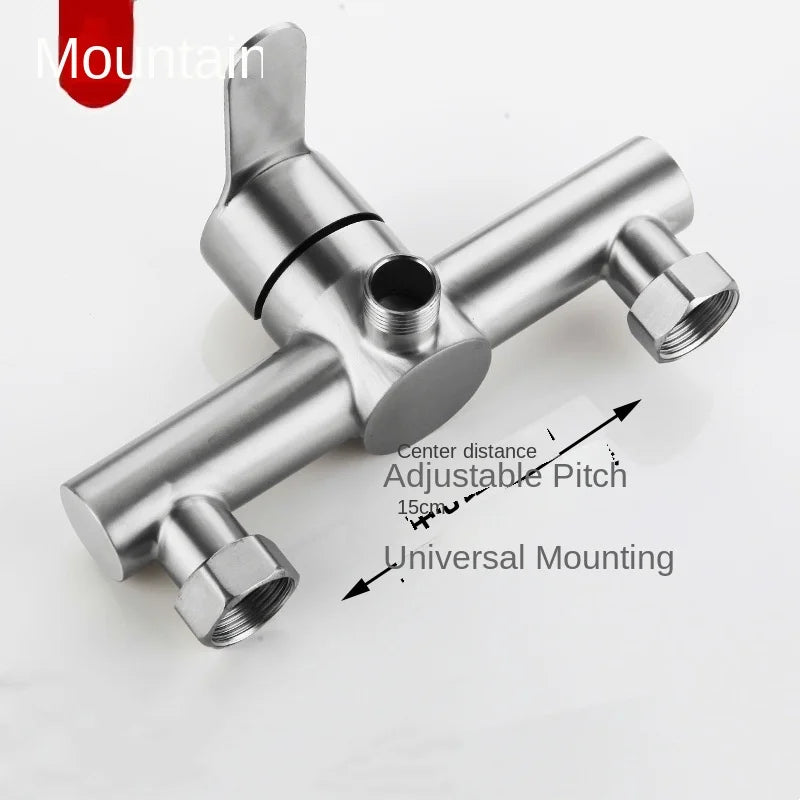Single Handle Stainless Steel Triple Mixing Wall Mount Shower Valve Rainy Soft Jet Brushed Surface Ceramic Core 3 Holes Modern